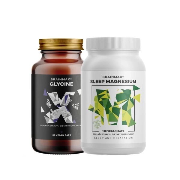 BrainMax Sleep magnesium + BrainMax Glycin 975 mg, 100 rostlinných kapslí