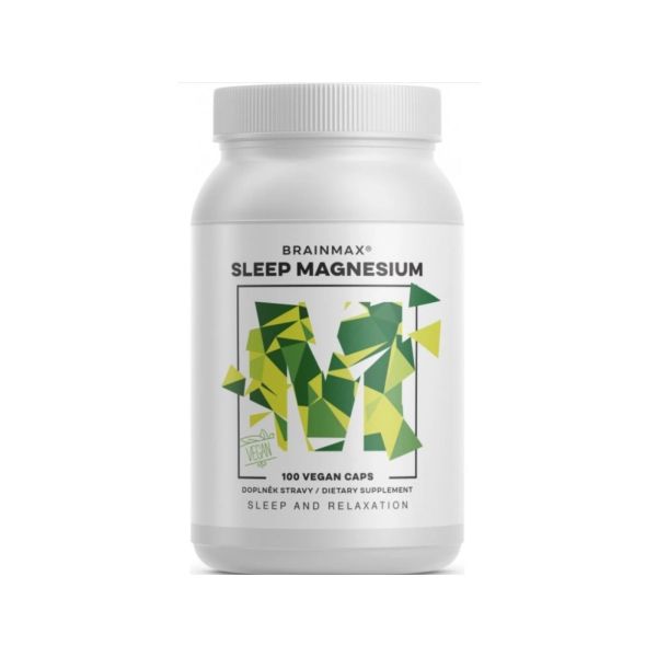 BrainMax Sleep Magnesium®, 320 mg, 100 rostlinných kapslí (Hořčík, GABA, L-theanin, Vitamín B6, šťáva z višně)