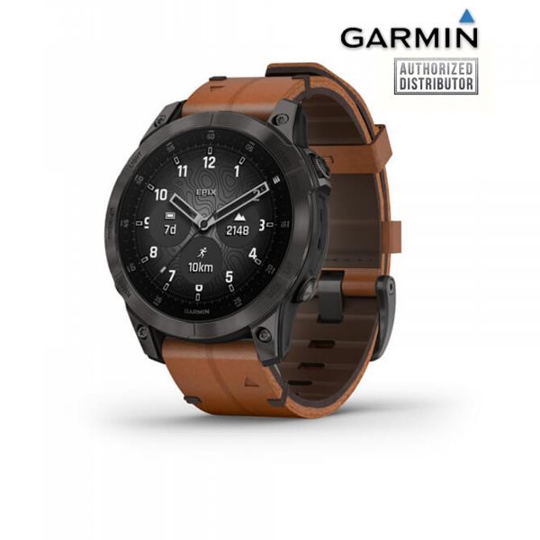 Epix™ PRO Sapphire Style, Titan Black/ Brown Leather Band
