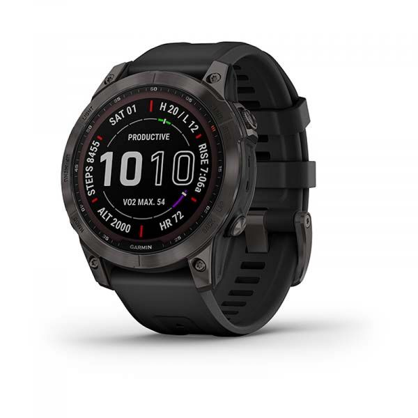 Garmin Fénix 7 Sapphire Solar Titan Carbon Gray/ Black Silicone Band 