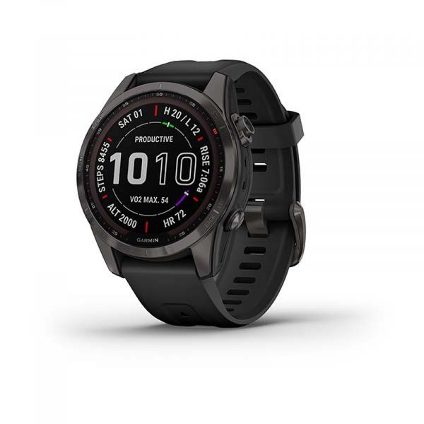 Garmin Fénix 7S Sapphire Solar Titan Carbon Gray/ Black Silicone Band