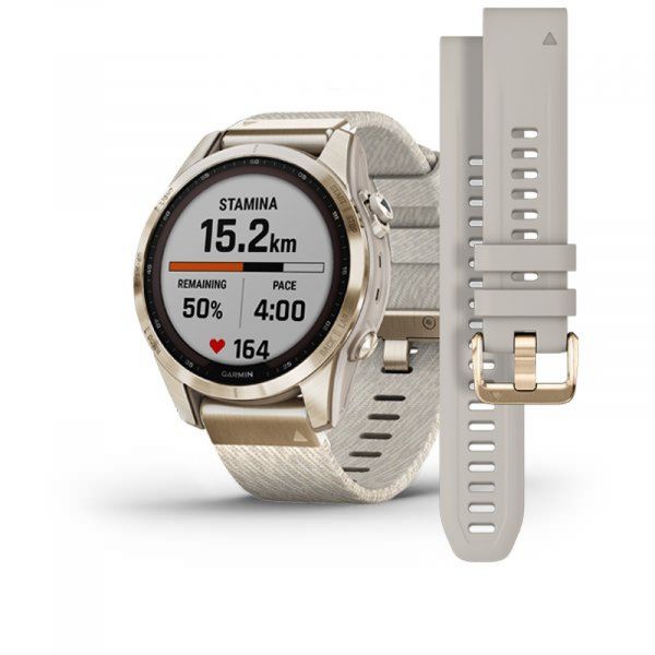 Garmin Fénix 7S Sapphire Solar Style,Titan Cream Gold/ Cream Nylon Band