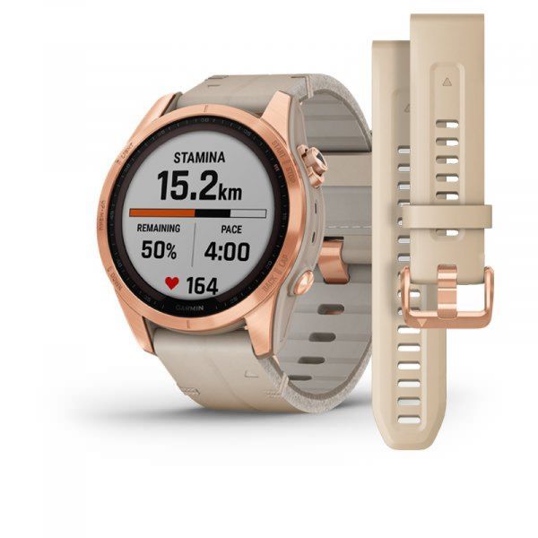 Garmin Fénix 7S Sapphire Solar Titan Rose Gold/ Limestone Leather Band