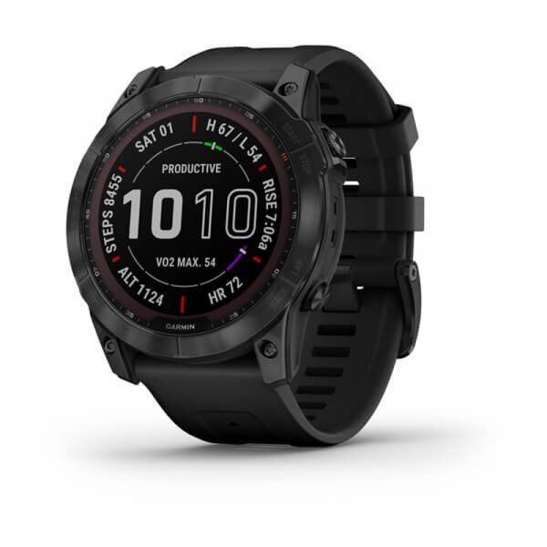 Garmin Fénix 7X Sapphire Solar Titan Black/ Black Silicone Band