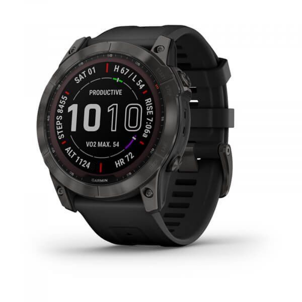 Garmin Fénix 7X Sapphire Solar Titan Carbon Gray/ Black Silicone Band