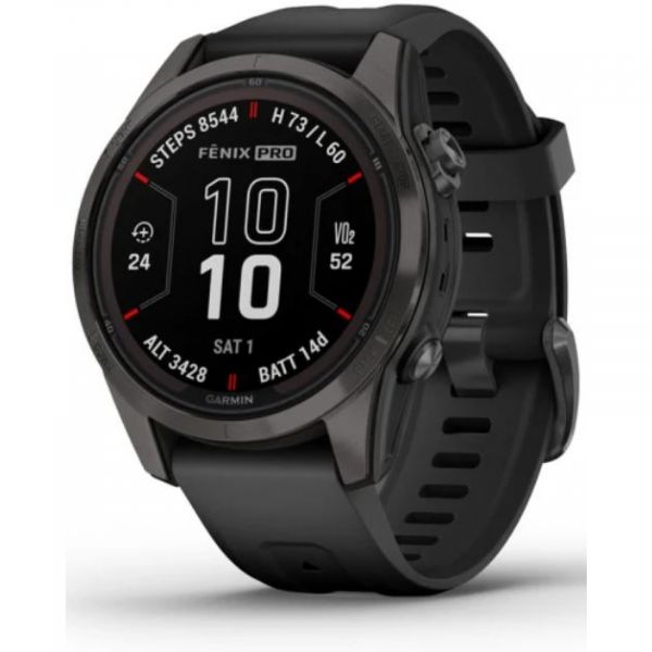 Garmin fēnix® 7S Pro – Sapphire Solar Edition  Carbon Gray DLC Titanium / Black Band 42mm