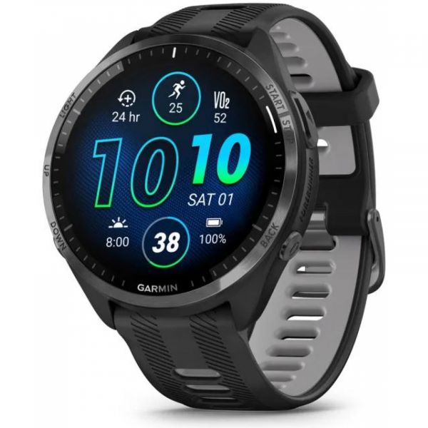 Garmin Forerunner 965- Titanová luneta Carbon Grey DLC, pouzdro Black, řemínek silicone Black/Grey