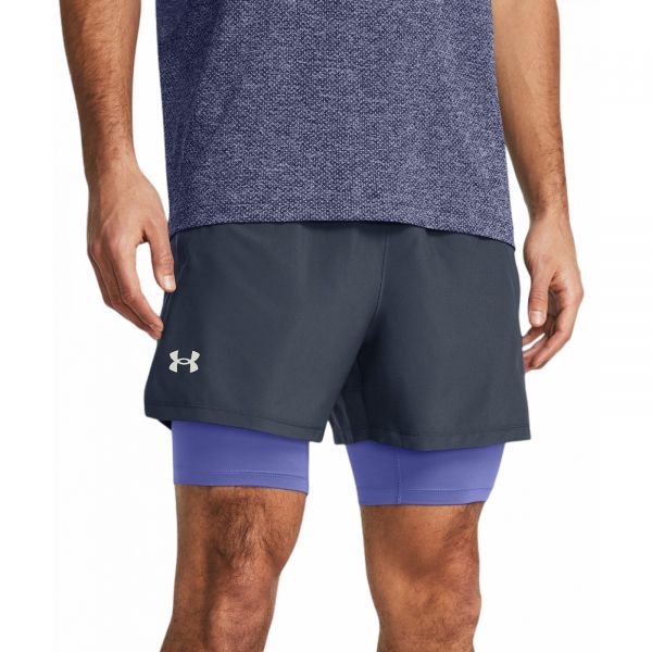 Kraťasy Under Armour UA LAUNCH 5'' 2-IN-1 SHORTS-GRY Downpour Gray